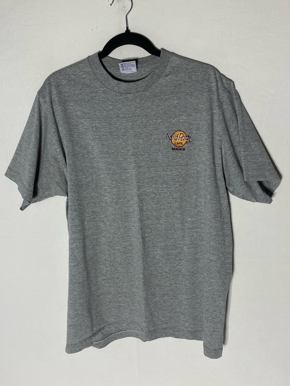 Vintage Hard Rock Cafe Bangkok Embroidered Grey Logo T Shirt Size L